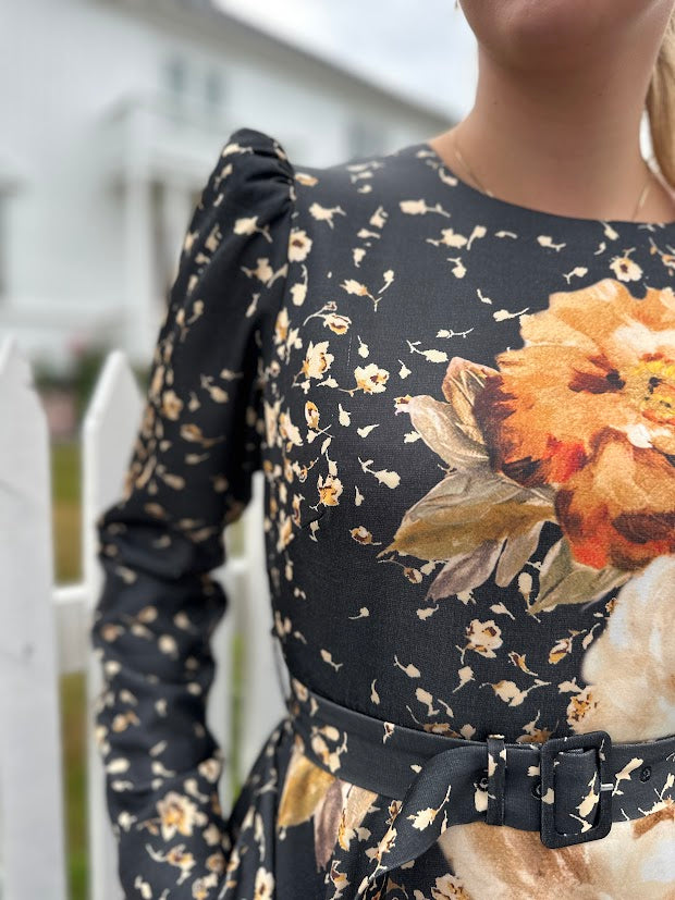 Tailored Satin Belt Dress