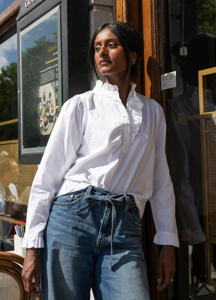 Ella Blouse Sugar White Poplin