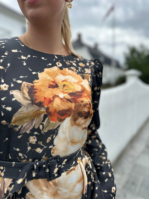 Tailored Satin Belt Dress