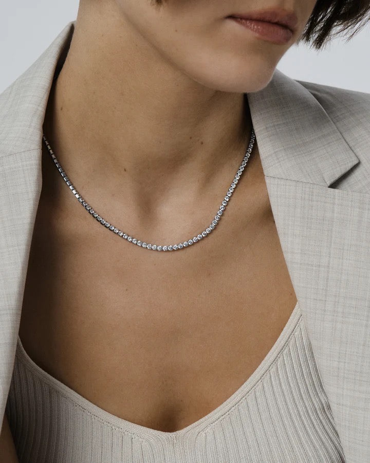 Shiny Tennis Necklace Silver