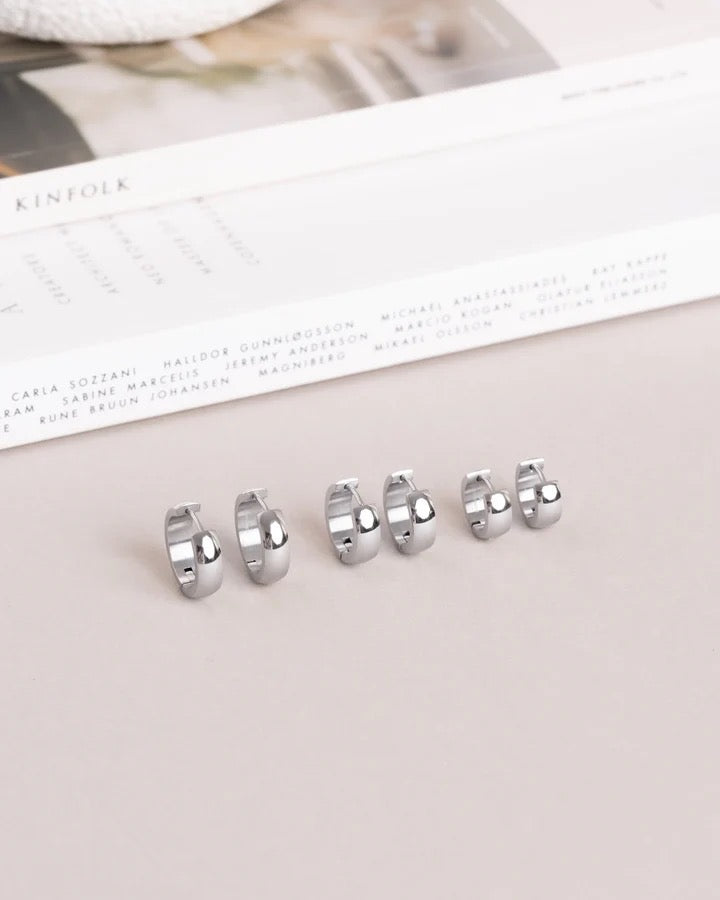 Chunky Silver hoops Medium