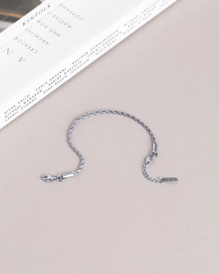 Thin Rope Bracelet Silver Small
