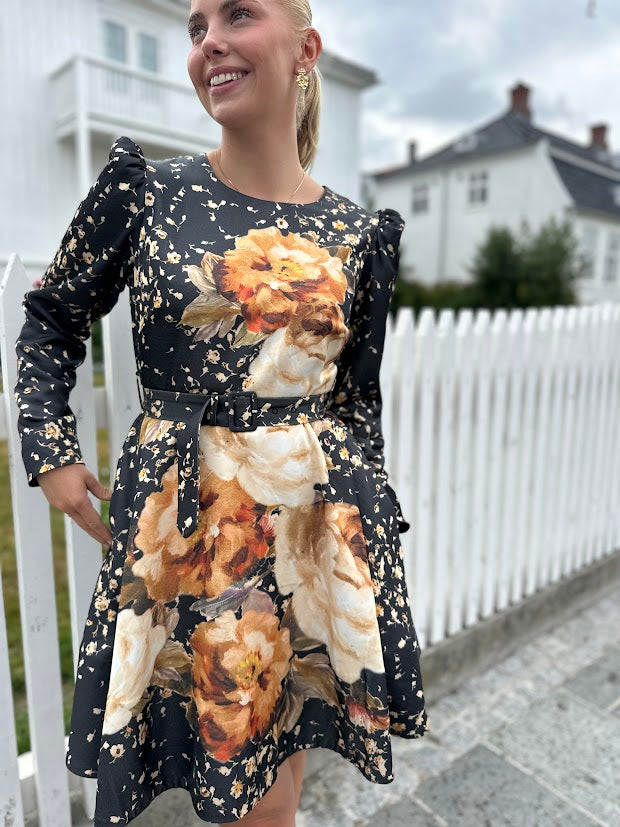 Tailored Satin Belt Dress