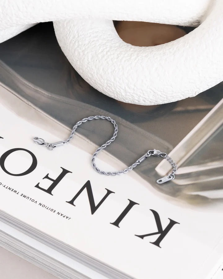 Thin Rope Bracelet Silver Small