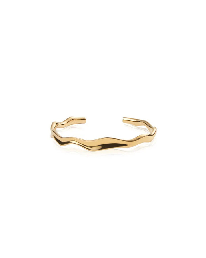 Wavy bolded cuff gold bracelet