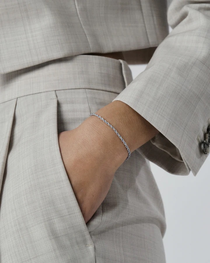 Thin Rope Bracelet Silver Small