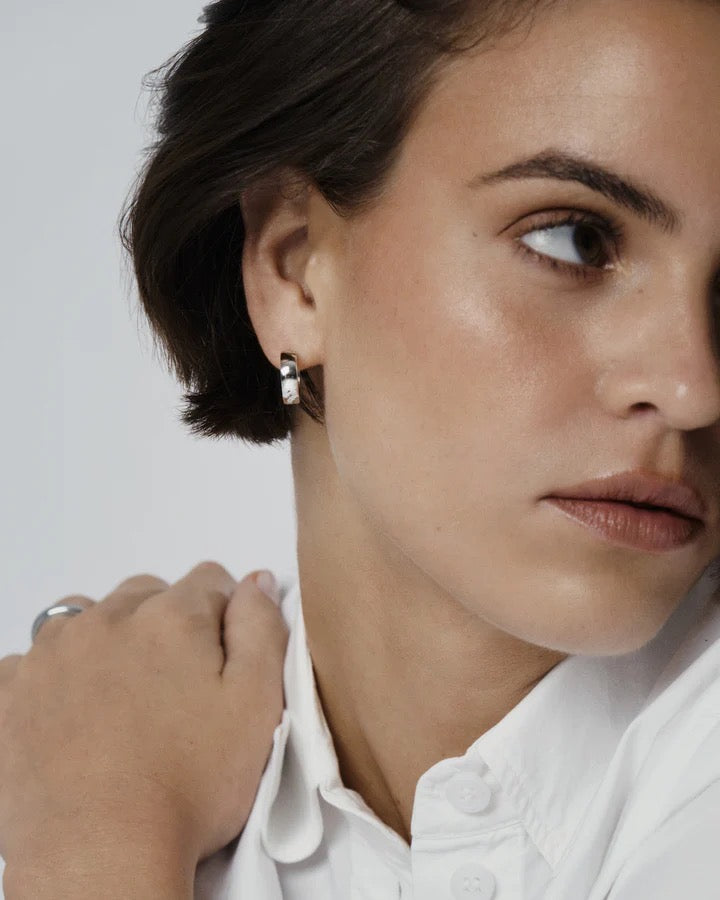 Chunky Silver hoops Medium