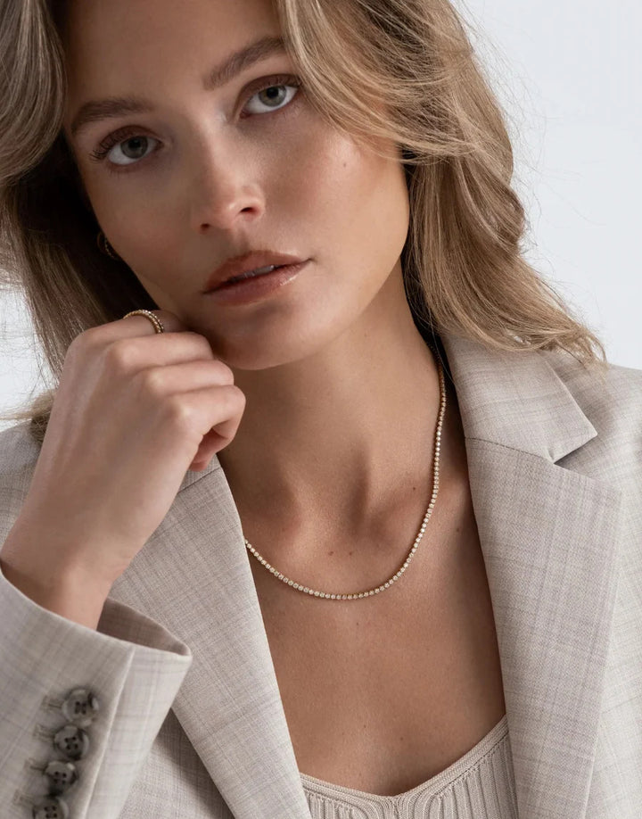 Shiny Tennis Necklace Gold