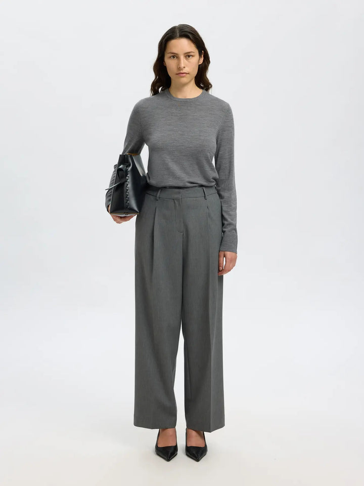 SLFTHEA LS KNIT MERINO O-NECK NOOS