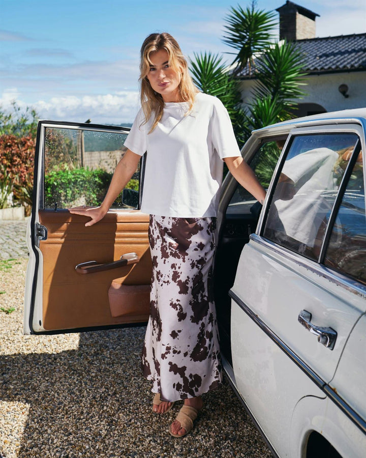 Viso Cow Print Skirt