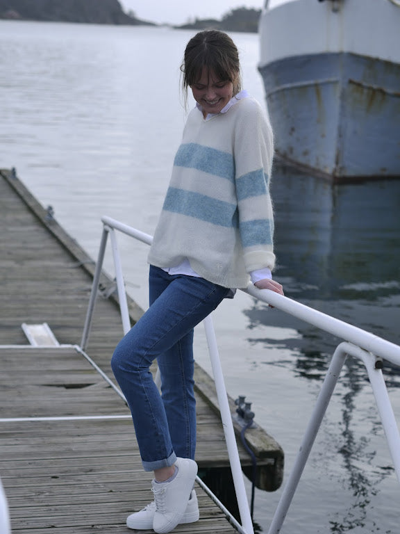 Bonnie Knit ivory/aqua