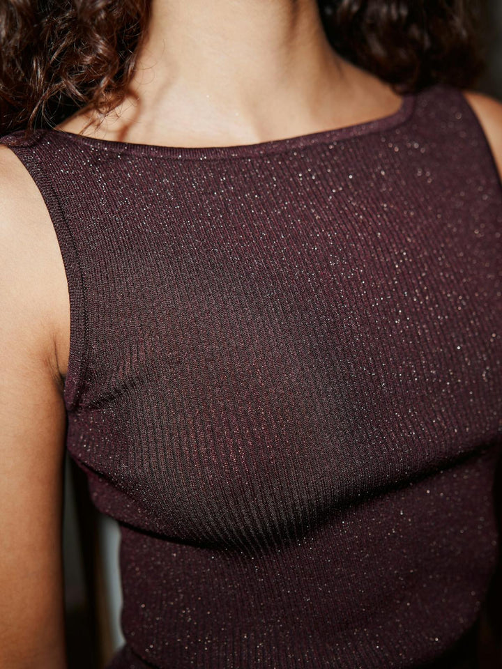 Talia glitter knit top burgundy