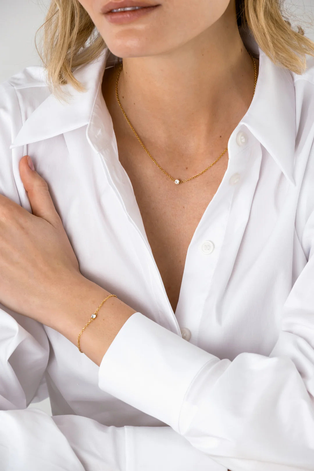 Thin Diamond Gold Medium Bracelet