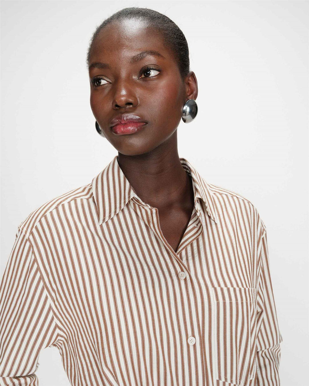 Visery striped belted short shirt dress