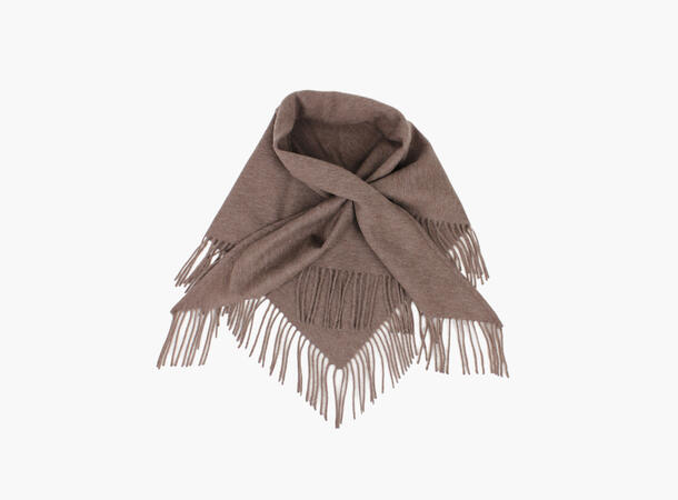 Oda wool triangle fringe scarf lys brun