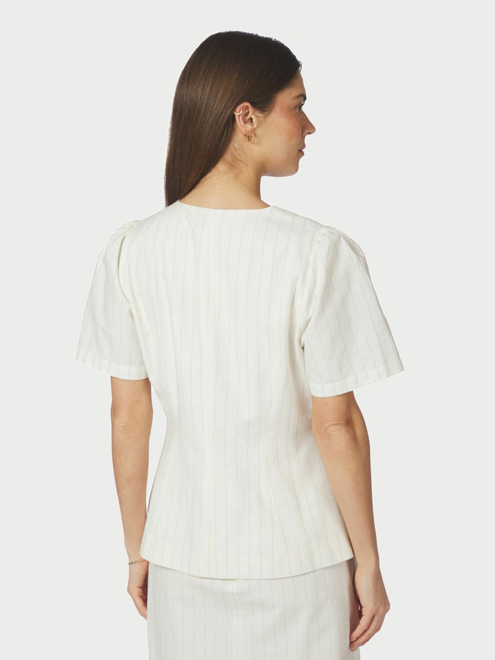 jules summer stripe blouse taupe stripe