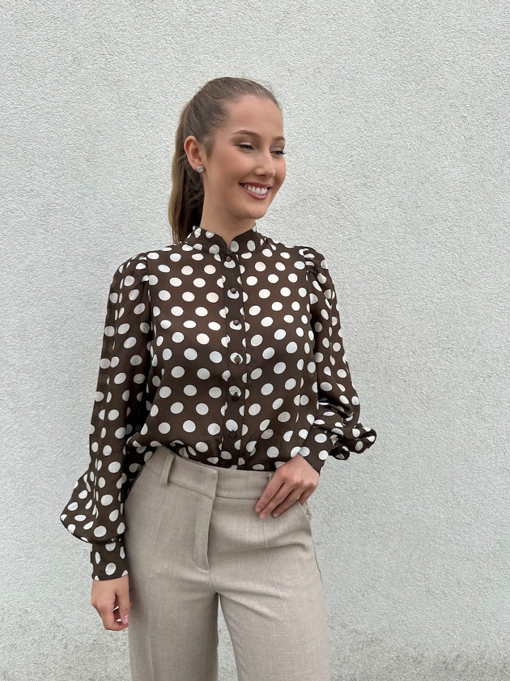Striped organza blouse dots