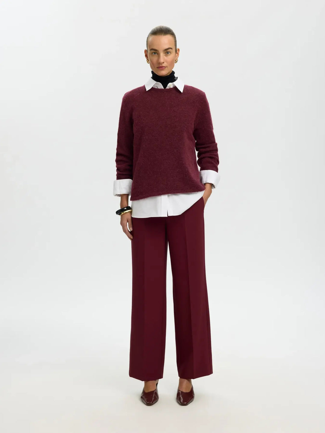 lulu new knit o-neck tawny port