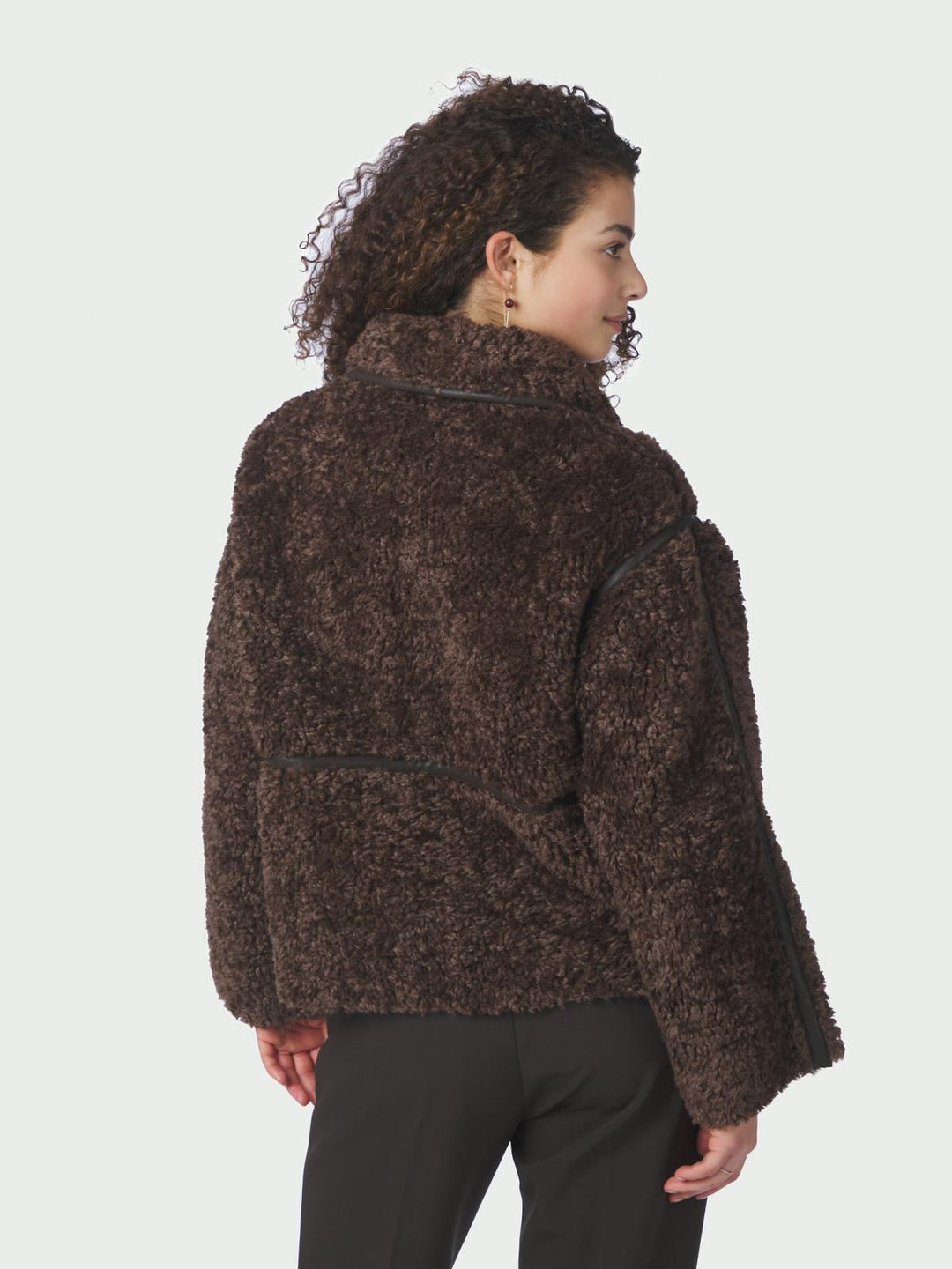 Castor faux fur jacket dark brown