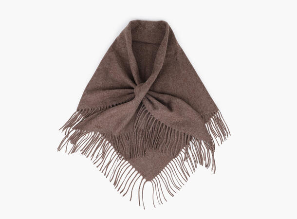 Oda wool triangle fringe scarf lys brun