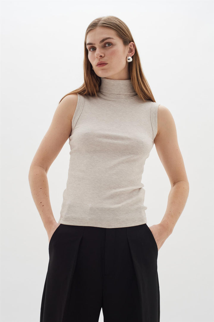 Dagna Melange Roll Neck Top