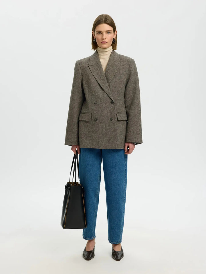 Reeda wool blend blazer brownie