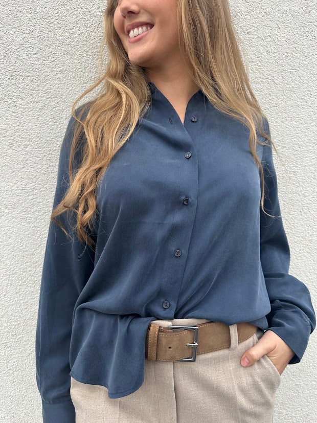 Silkebluse Classic Navy