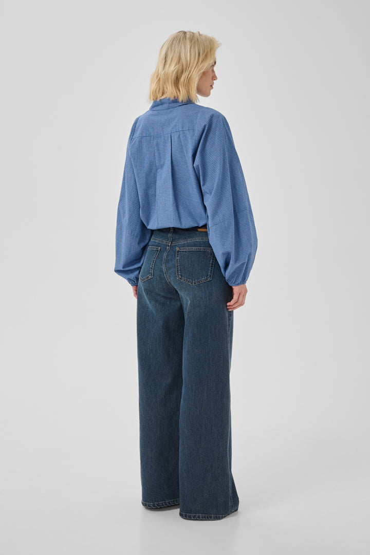 Ilse balloon sleeve shirt clear blue