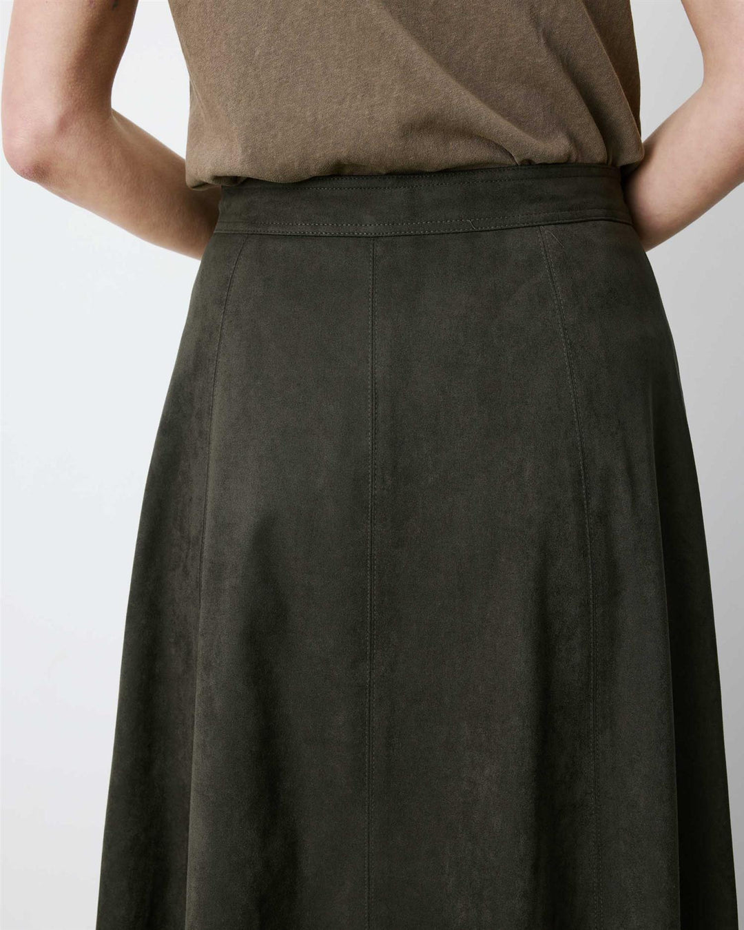Ariana Flared maxi suede effect skirt