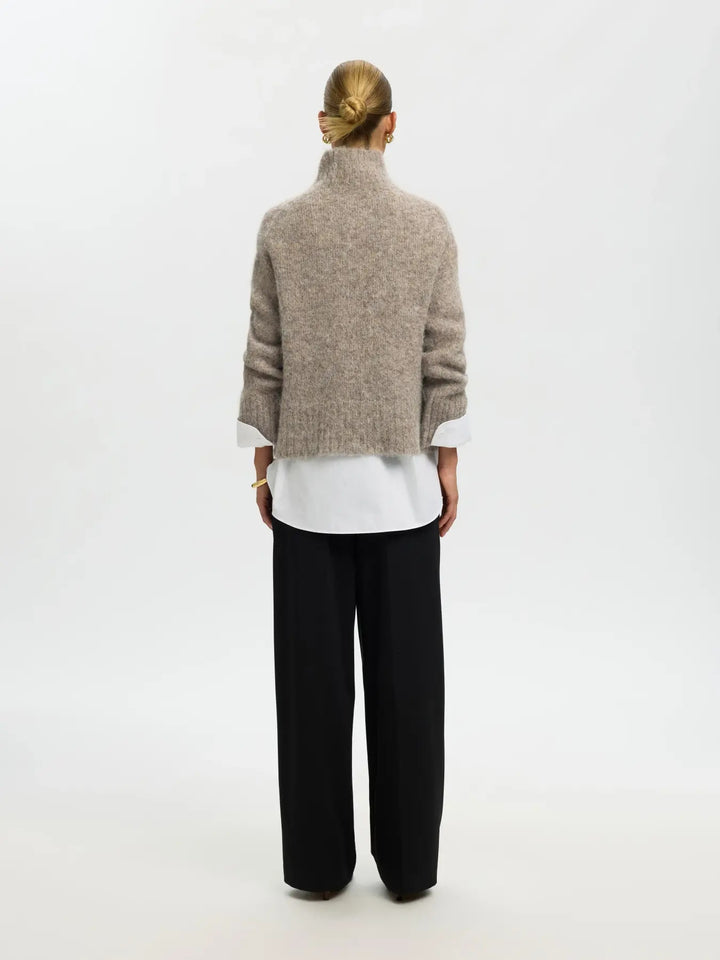 Gabriella knit high neck steel gray