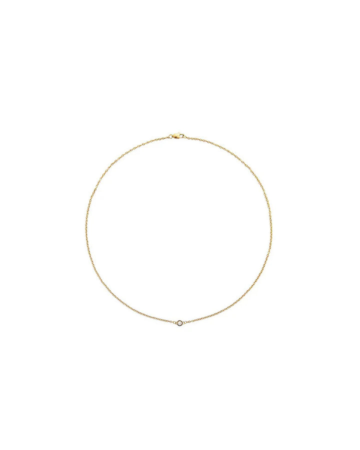 Thin Diamond Gold Necklace 400mm