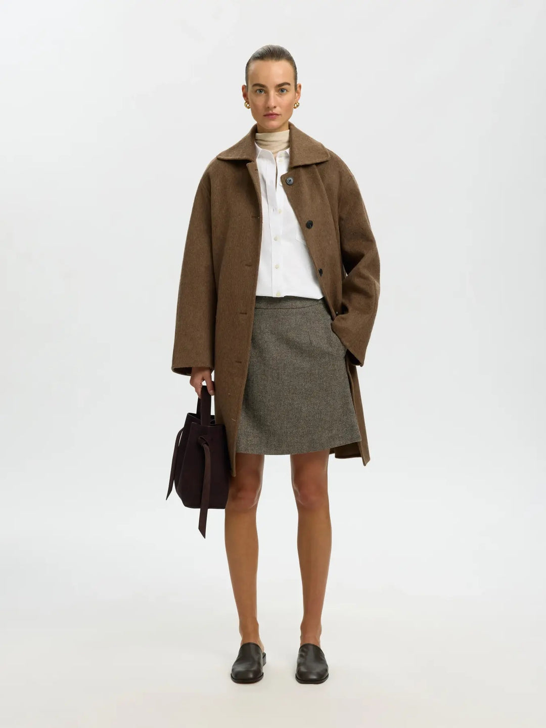 reeda wool blend short skirt brownie