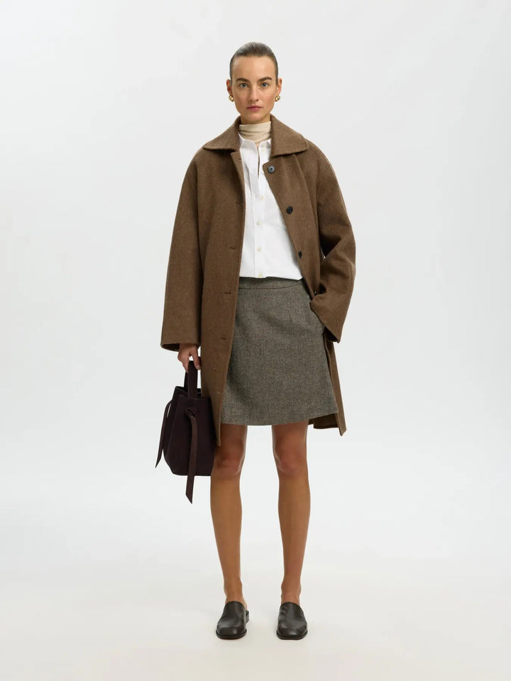 reeda wool blend short skirt brownie
