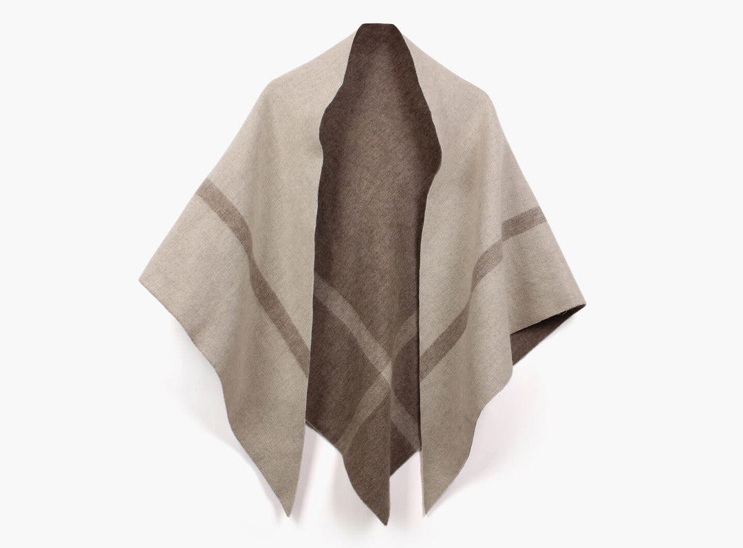 Nina double sided wool shawl beige