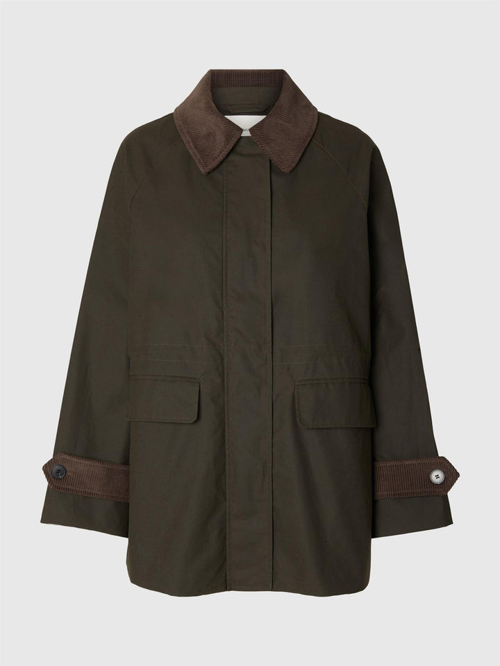 wilma waxed jacket grape leaf