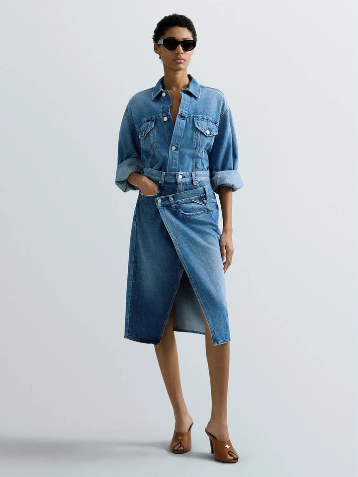 TWO-TONE DENIM RELAXED-FIT JACKET