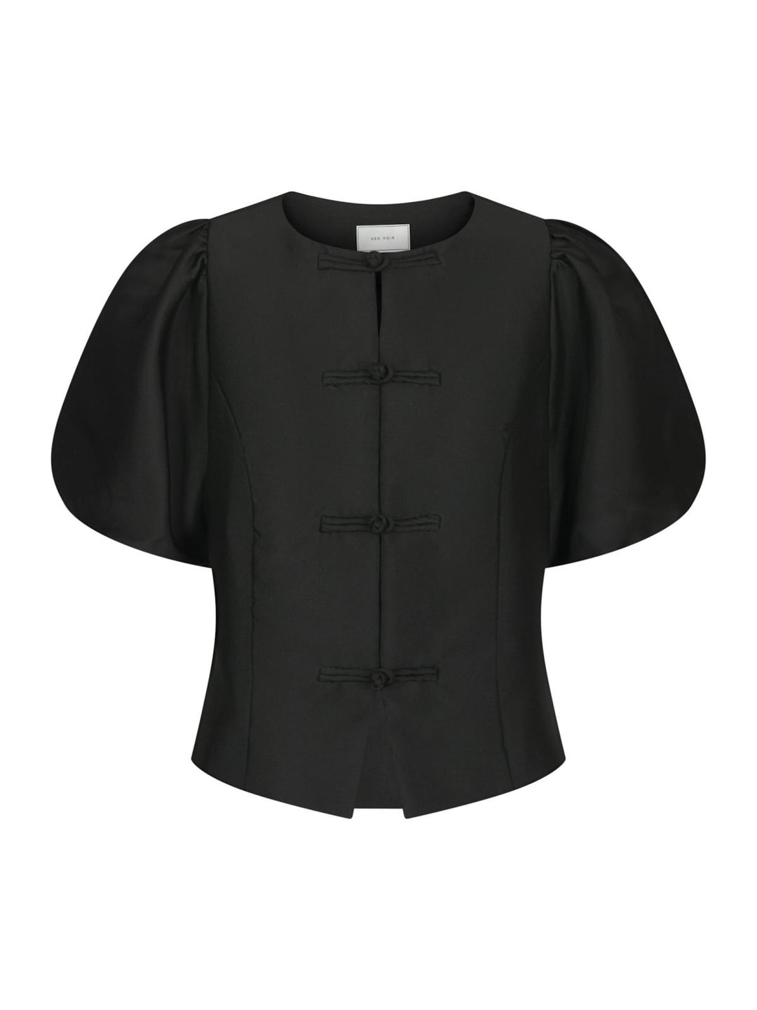 Anela mandarin dull saltin blouse black