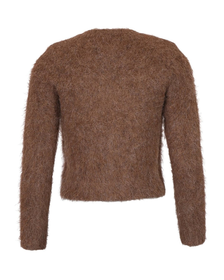 Hairy knit jacket brown