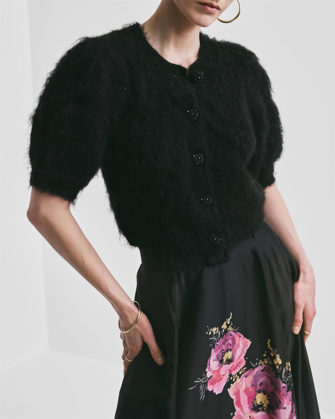 Hairy Knit Puffed Jacket