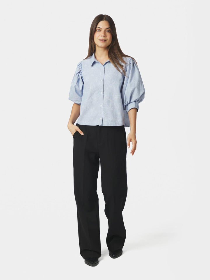Etta flower stripe shirt light blue