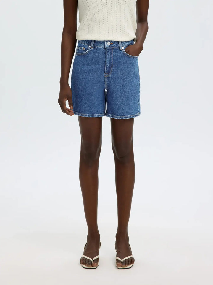 Krista Mid Blue Denim Shorts