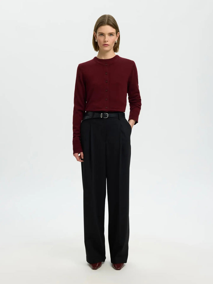 thea knit merino cardigan tawny port
