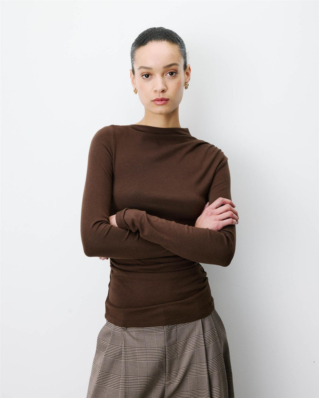 Aurygny Long sleeve asymmetric draped top