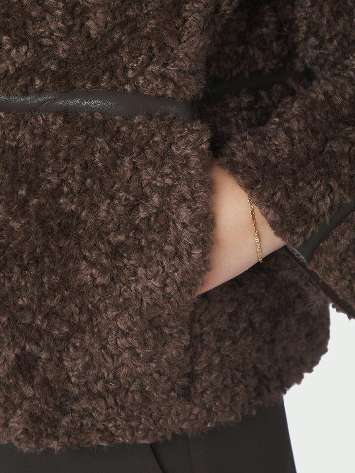Castor faux fur jacket dark brown