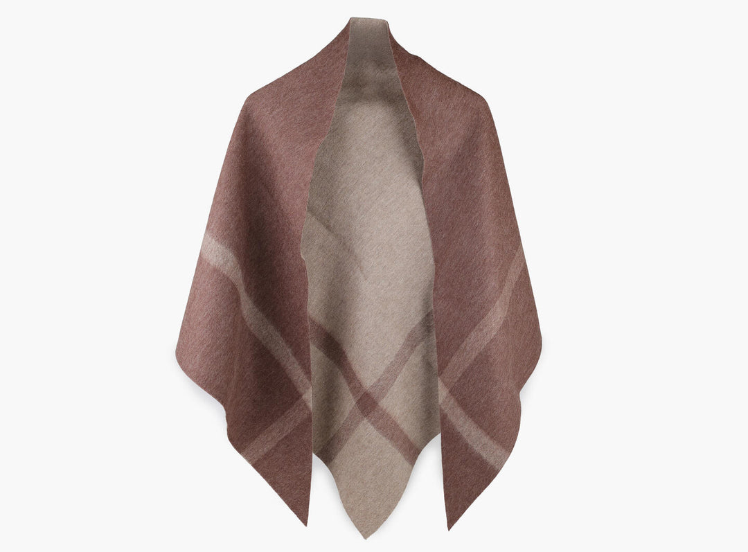 Nina double sided wool shawl mørk brun