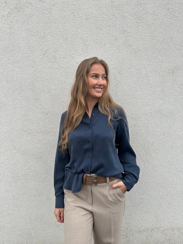 Silkebluse Classic Navy