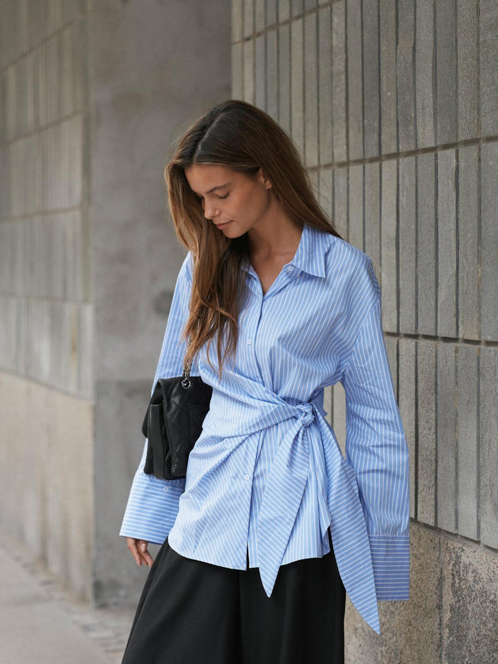 helisa stripe shirt light blue