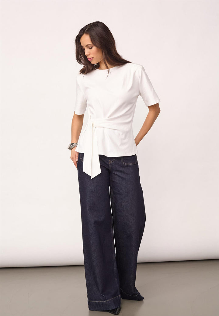 Oriane pleat tie tee white