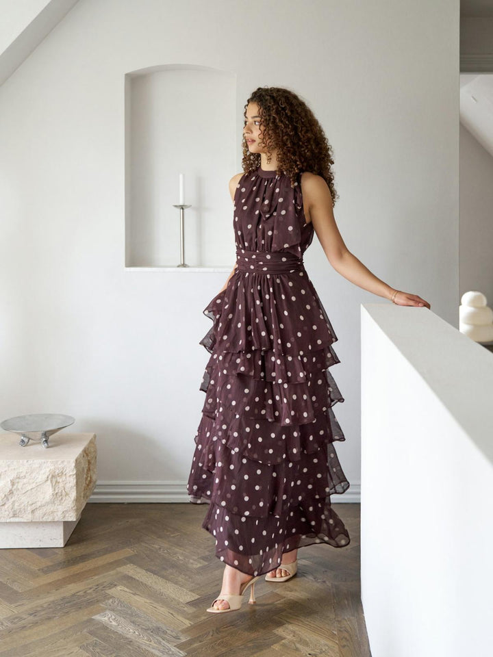 Marli Big Dot Dress Brown