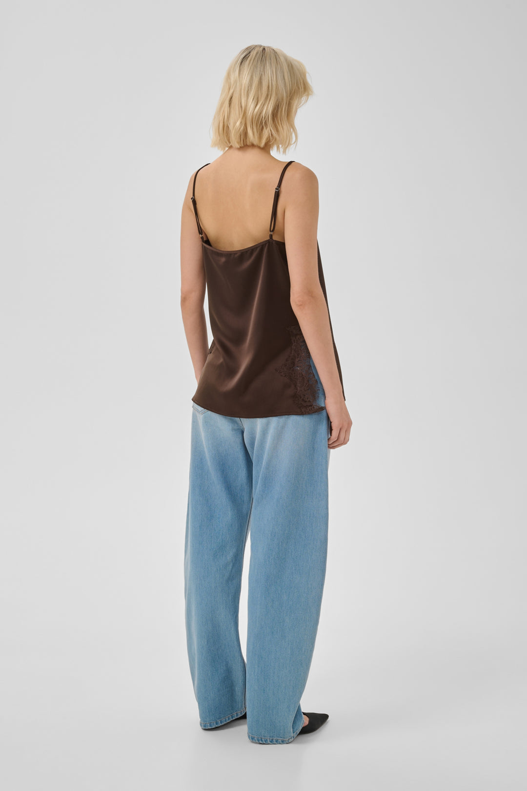Brenda lace long top dark brown
